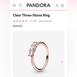 PANDORA Clear Three-Stone Ring in Rose Gold